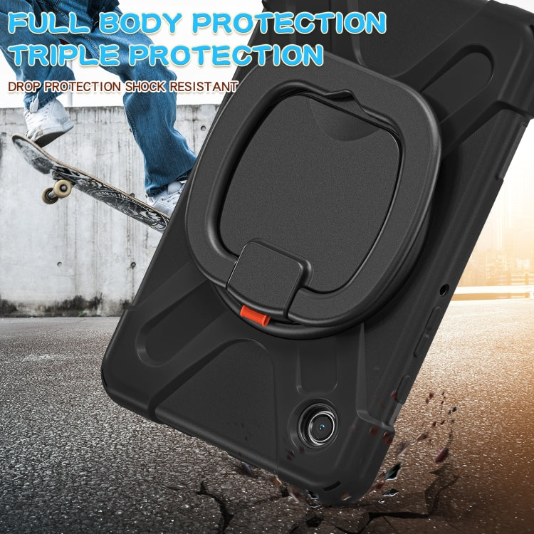 For Samsung Galaxy Tab A9 Silicone Hybrid PC Tablet Case with Holder & Shoulder Strap(Black) - Galaxy Tab A9 by buy2fix | Online Shopping UK | buy2fix