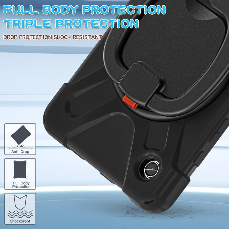 For Samsung Galaxy Tab A9 Silicone Hybrid PC Tablet Case with Holder & Shoulder Strap(Black) - Galaxy Tab A9 by buy2fix | Online Shopping UK | buy2fix
