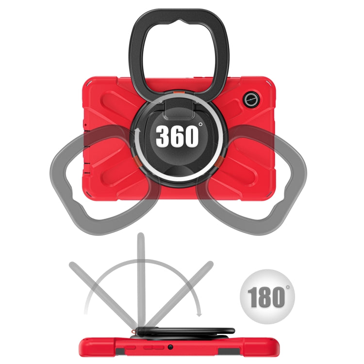 For Samsung Galaxy Tab A9 Silicone Hybrid PC Tablet Case with Holder & Shoulder Strap(Red) - Galaxy Tab A9 by buy2fix | Online Shopping UK | buy2fix