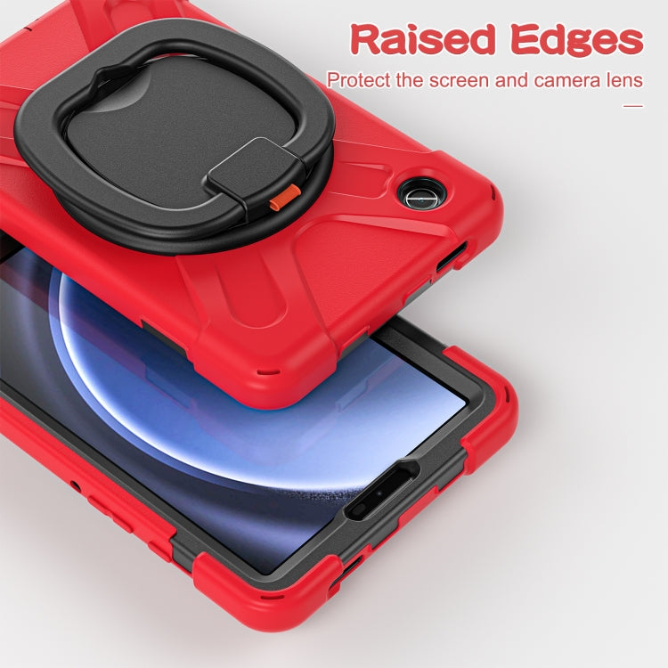 For Samsung Galaxy Tab A9 Silicone Hybrid PC Tablet Case with Holder & Shoulder Strap(Red) - Galaxy Tab A9 by buy2fix | Online Shopping UK | buy2fix