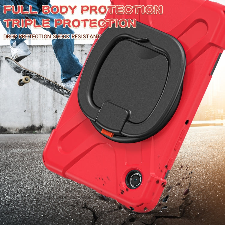 For Samsung Galaxy Tab A9 Silicone Hybrid PC Tablet Case with Holder & Shoulder Strap(Red) - Galaxy Tab A9 by buy2fix | Online Shopping UK | buy2fix