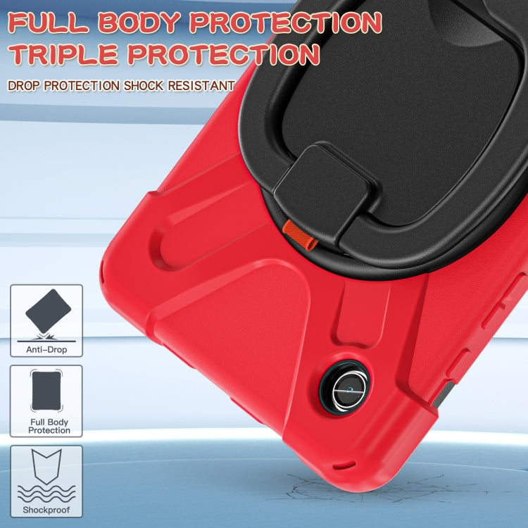 For Samsung Galaxy Tab A9 Silicone Hybrid PC Tablet Case with Holder & Shoulder Strap(Red) - Galaxy Tab A9 by buy2fix | Online Shopping UK | buy2fix