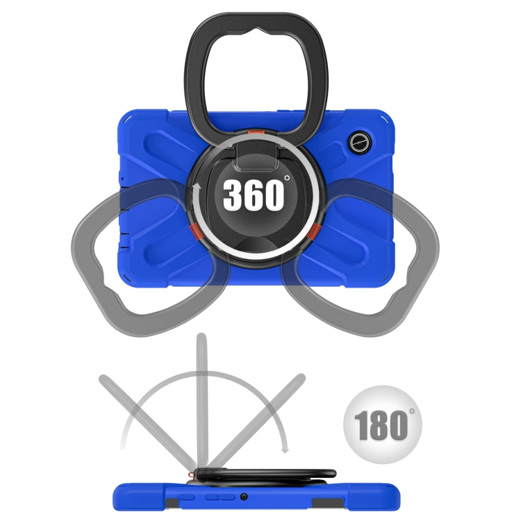 For Samsung Galaxy Tab A9 Silicone Hybrid PC Tablet Case with Holder & Shoulder Strap(Blue) - Galaxy Tab A9 by buy2fix | Online Shopping UK | buy2fix