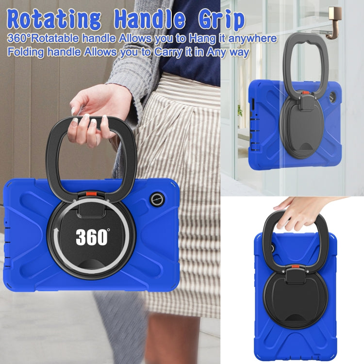 For Samsung Galaxy Tab A9 Silicone Hybrid PC Tablet Case with Holder & Shoulder Strap(Blue) - Galaxy Tab A9 by buy2fix | Online Shopping UK | buy2fix