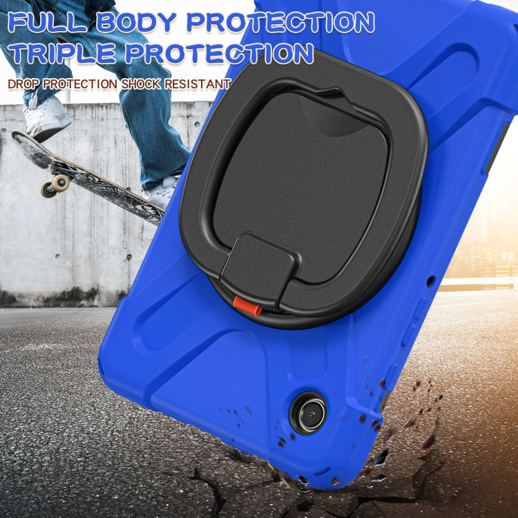 For Samsung Galaxy Tab A9 Silicone Hybrid PC Tablet Case with Holder & Shoulder Strap(Blue) - Galaxy Tab A9 by buy2fix | Online Shopping UK | buy2fix