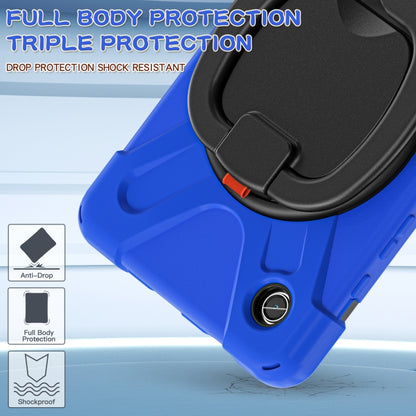 For Samsung Galaxy Tab A9 Silicone Hybrid PC Tablet Case with Holder & Shoulder Strap(Blue) - Galaxy Tab A9 by buy2fix | Online Shopping UK | buy2fix