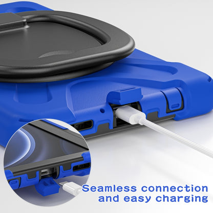 For Samsung Galaxy Tab A9 Silicone Hybrid PC Tablet Case with Holder & Shoulder Strap(Blue) - Galaxy Tab A9 by buy2fix | Online Shopping UK | buy2fix