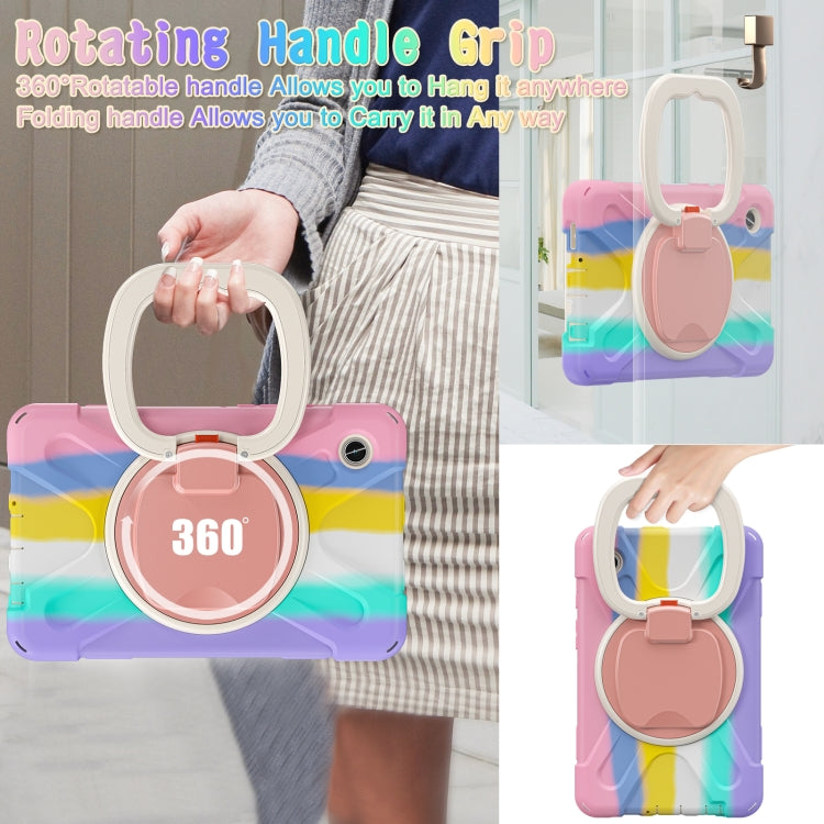 For Samsung Galaxy Tab A9 Silicone Hybrid PC Tablet Case with Holder & Shoulder Strap(Colorful Pink) - Galaxy Tab A9 by buy2fix | Online Shopping UK | buy2fix