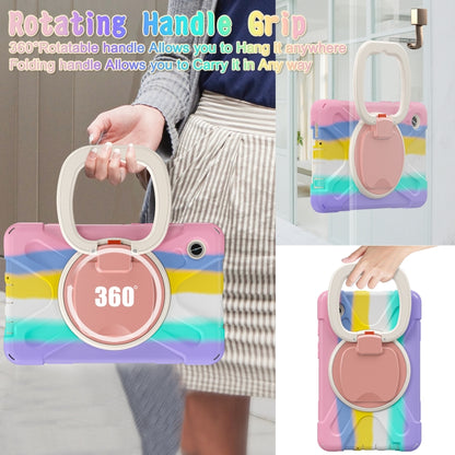 For Samsung Galaxy Tab A9 Silicone Hybrid PC Tablet Case with Holder & Shoulder Strap(Colorful Pink) - Galaxy Tab A9 by buy2fix | Online Shopping UK | buy2fix