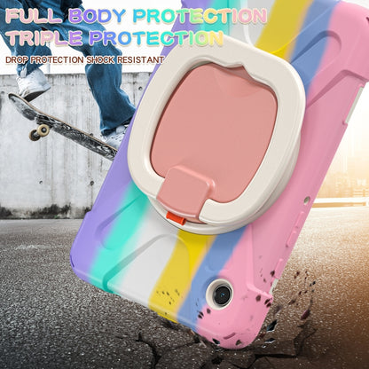 For Samsung Galaxy Tab A9 Silicone Hybrid PC Tablet Case with Holder & Shoulder Strap(Colorful Pink) - Galaxy Tab A9 by buy2fix | Online Shopping UK | buy2fix