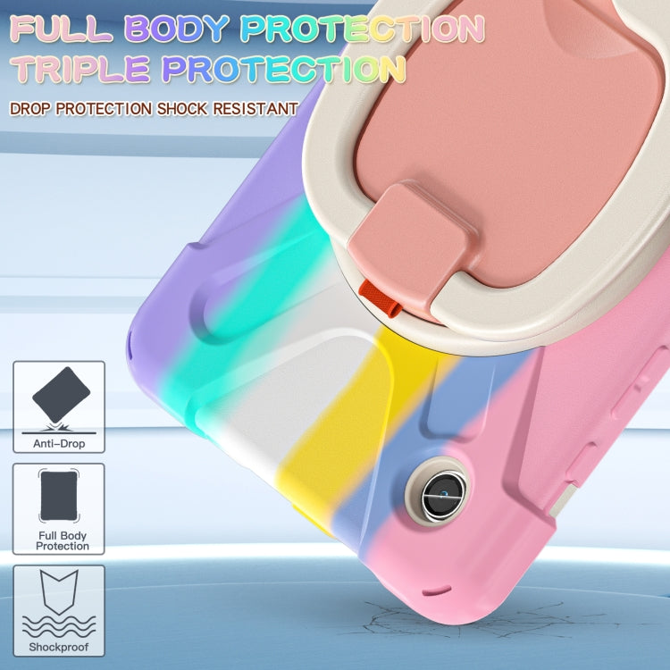 For Samsung Galaxy Tab A9 Silicone Hybrid PC Tablet Case with Holder & Shoulder Strap(Colorful Pink) - Galaxy Tab A9 by buy2fix | Online Shopping UK | buy2fix