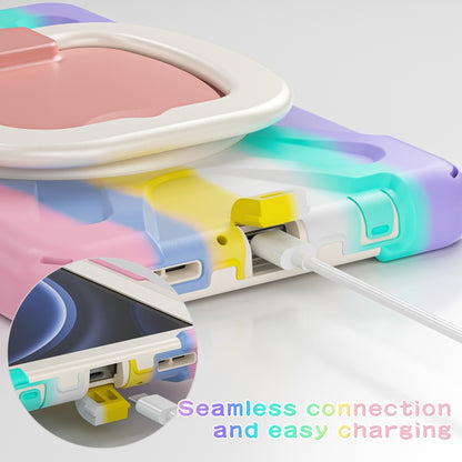 For Samsung Galaxy Tab A9 Silicone Hybrid PC Tablet Case with Holder & Shoulder Strap(Colorful Pink) - Galaxy Tab A9 by buy2fix | Online Shopping UK | buy2fix