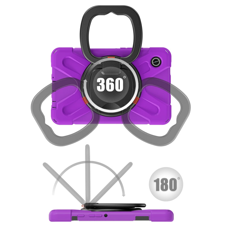 For Samsung Galaxy Tab A9 Silicone Hybrid PC Tablet Case with Holder & Shoulder Strap(Purple) - Galaxy Tab A9 by buy2fix | Online Shopping UK | buy2fix