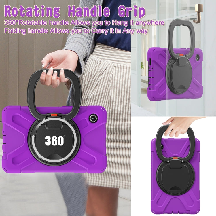 For Samsung Galaxy Tab A9 Silicone Hybrid PC Tablet Case with Holder & Shoulder Strap(Purple) - Galaxy Tab A9 by buy2fix | Online Shopping UK | buy2fix