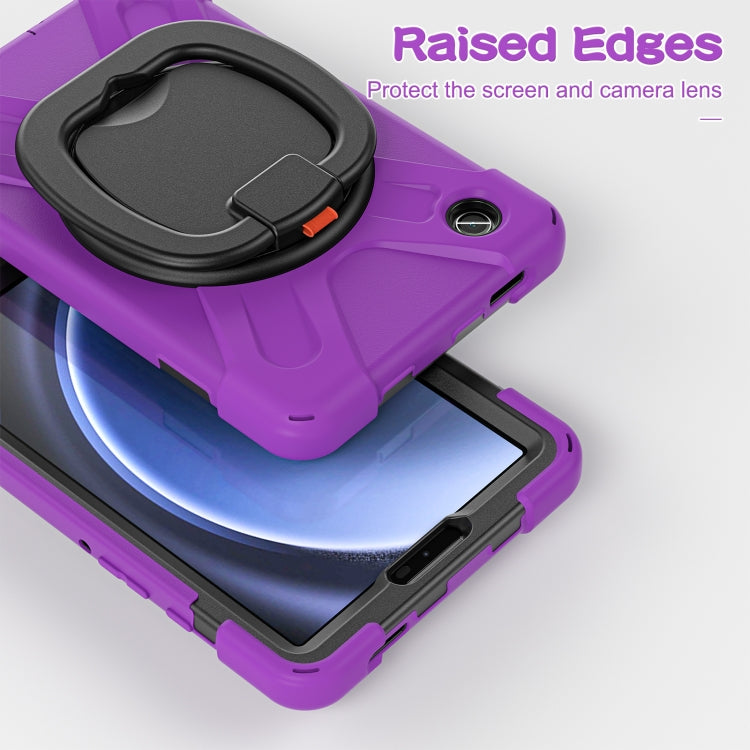For Samsung Galaxy Tab A9 Silicone Hybrid PC Tablet Case with Holder & Shoulder Strap(Purple) - Galaxy Tab A9 by buy2fix | Online Shopping UK | buy2fix
