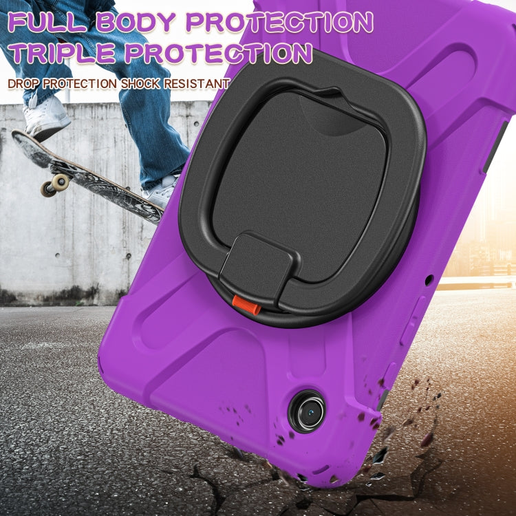 For Samsung Galaxy Tab A9 Silicone Hybrid PC Tablet Case with Holder & Shoulder Strap(Purple) - Galaxy Tab A9 by buy2fix | Online Shopping UK | buy2fix