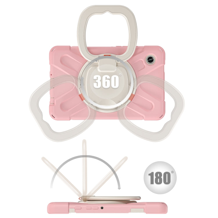 For Samsung Galaxy Tab A9 Silicone Hybrid PC Tablet Case with Holder & Shoulder Strap(Pink) - Galaxy Tab A9 by buy2fix | Online Shopping UK | buy2fix