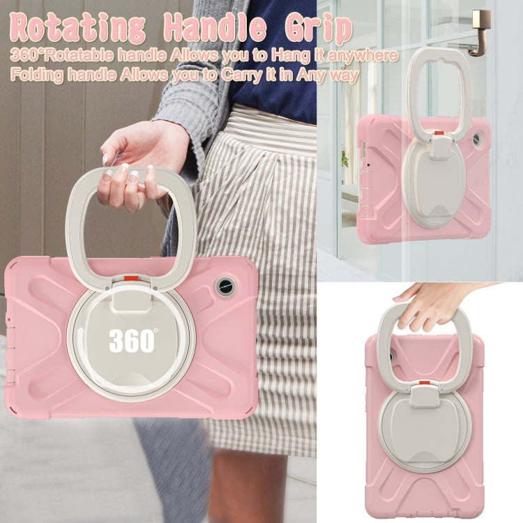 For Samsung Galaxy Tab A9 Silicone Hybrid PC Tablet Case with Holder & Shoulder Strap(Pink) - Galaxy Tab A9 by buy2fix | Online Shopping UK | buy2fix