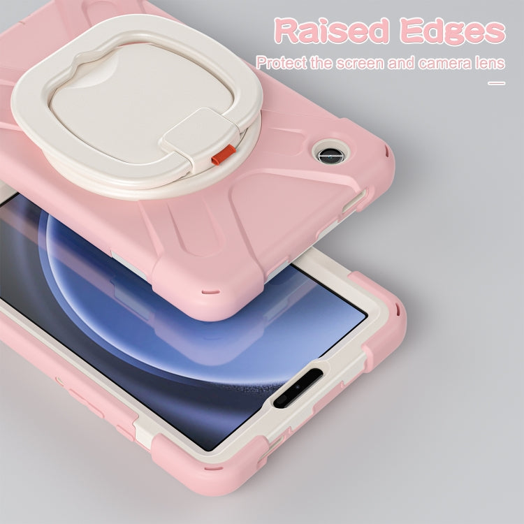 For Samsung Galaxy Tab A9 Silicone Hybrid PC Tablet Case with Holder & Shoulder Strap(Pink) - Galaxy Tab A9 by buy2fix | Online Shopping UK | buy2fix