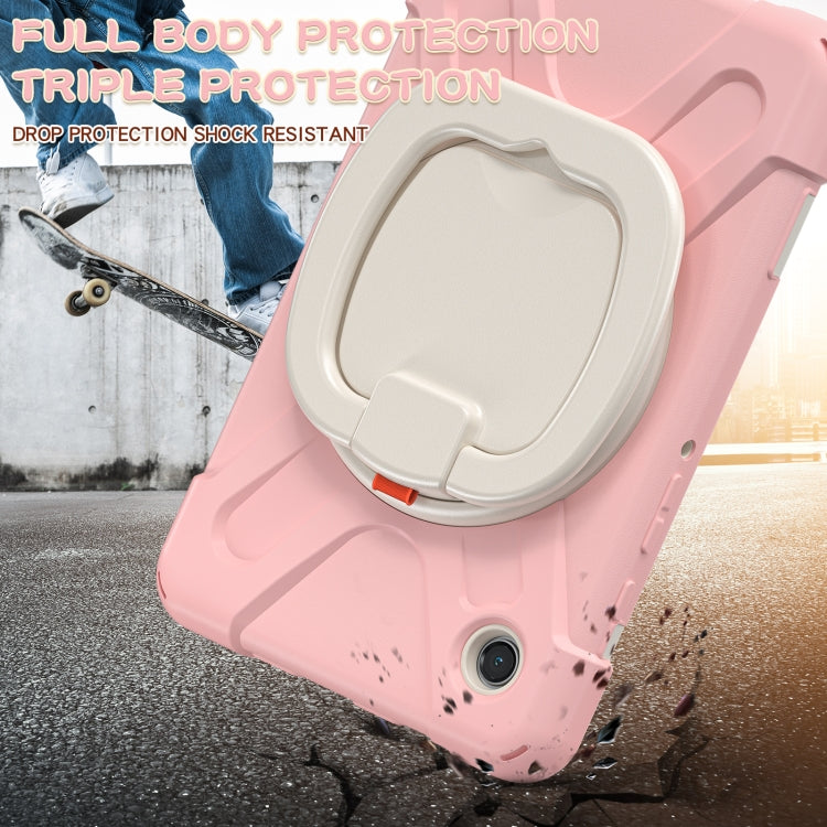 For Samsung Galaxy Tab A9 Silicone Hybrid PC Tablet Case with Holder & Shoulder Strap(Pink) - Galaxy Tab A9 by buy2fix | Online Shopping UK | buy2fix