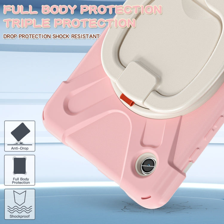 For Samsung Galaxy Tab A9 Silicone Hybrid PC Tablet Case with Holder & Shoulder Strap(Pink) - Galaxy Tab A9 by buy2fix | Online Shopping UK | buy2fix