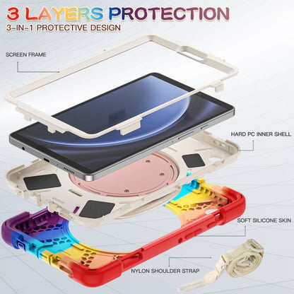For Samsung Galaxy Tab A9 Silicone Hybrid PC Tablet Case with Holder & Shoulder Strap(Colorful Red) - Galaxy Tab A9 by buy2fix | Online Shopping UK | buy2fix