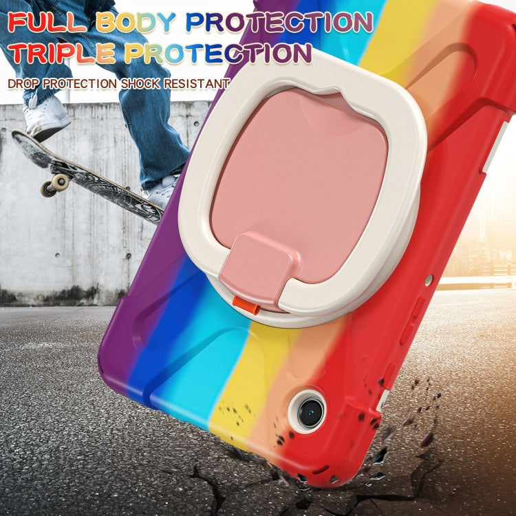 For Samsung Galaxy Tab A9 Silicone Hybrid PC Tablet Case with Holder & Shoulder Strap(Colorful Red) - Galaxy Tab A9 by buy2fix | Online Shopping UK | buy2fix