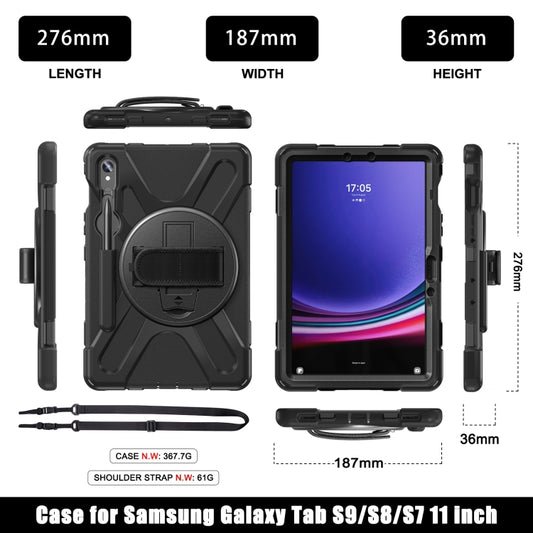 For Galaxy Tab S10 FE / S9 FE / S9 / S8 / S7 Rotatable Kickstand Grip Heavy Duty Hard Rugged Tablet Case(Black) - Other Galaxy Tab PC by buy2fix | Online Shopping UK | buy2fix