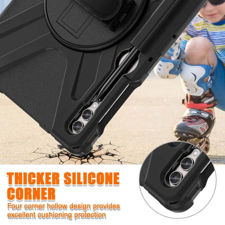 For Samsung Galaxy Tab S9+ / S8+ Rotatable Kickstand Grip Heavy Duty Hard Rugged Tablet Case(Black) - Other Galaxy Tab PC by buy2fix | Online Shopping UK | buy2fix