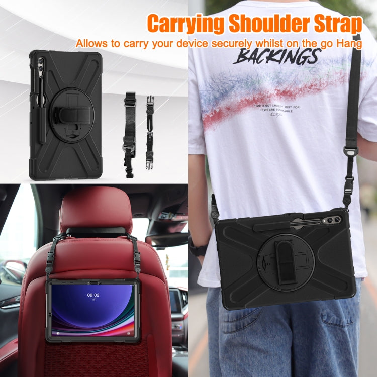 For Samsung Galaxy Tab S9+ / S8+ Rotatable Kickstand Grip Heavy Duty Hard Rugged Tablet Case(Black) - Other Galaxy Tab PC by buy2fix | Online Shopping UK | buy2fix