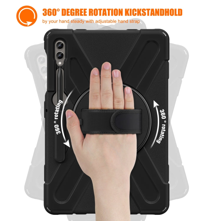 For Samsung Galaxy Tab S9+ / S8+ Rotatable Kickstand Grip Heavy Duty Hard Rugged Tablet Case(Black) - Other Galaxy Tab PC by buy2fix | Online Shopping UK | buy2fix