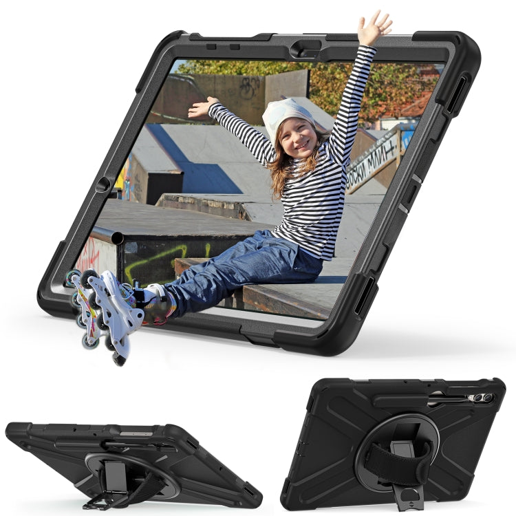 For Samsung Galaxy Tab S9+ / S8+ Rotatable Kickstand Grip Heavy Duty Hard Rugged Tablet Case(Black) - Other Galaxy Tab PC by buy2fix | Online Shopping UK | buy2fix