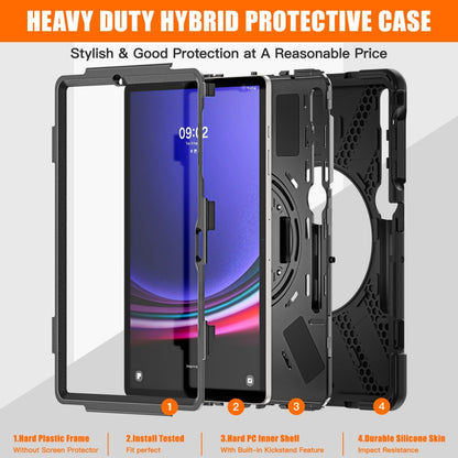 For Samsung Galaxy Tab S9+ / S8+ Rotatable Kickstand Grip Heavy Duty Hard Rugged Tablet Case(Black) - Other Galaxy Tab PC by buy2fix | Online Shopping UK | buy2fix