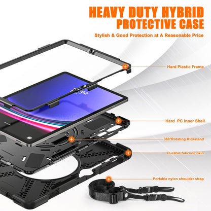 For Samsung Galaxy Tab S9+ / S8+ Rotatable Kickstand Grip Heavy Duty Hard Rugged Tablet Case(Black) - Other Galaxy Tab PC by buy2fix | Online Shopping UK | buy2fix