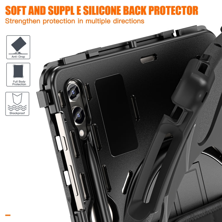 For Samsung Galaxy Tab S9+ / S8+ Rotatable Kickstand Grip Heavy Duty Hard Rugged Tablet Case(Black) - Other Galaxy Tab PC by buy2fix | Online Shopping UK | buy2fix