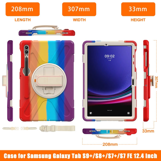 For Samsung Galaxy Tab S9+ / S8+ Rotatable Kickstand Grip Heavy Duty Hard Rugged Tablet Case(Colorful Red) - Other Galaxy Tab PC by buy2fix | Online Shopping UK | buy2fix