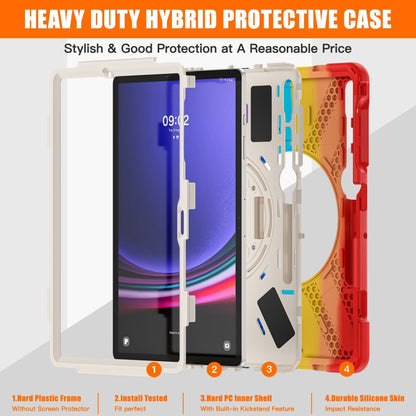 For Samsung Galaxy Tab S9+ / S8+ Rotatable Kickstand Grip Heavy Duty Hard Rugged Tablet Case(Colorful Red) - Other Galaxy Tab PC by buy2fix | Online Shopping UK | buy2fix
