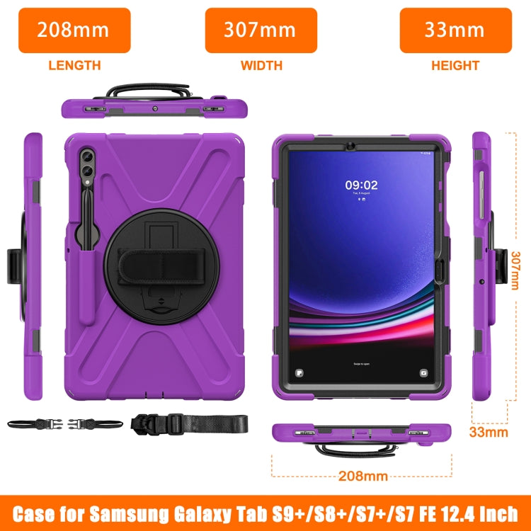For Samsung Galaxy Tab S9+ / S8+ Rotatable Kickstand Grip Heavy Duty Hard Rugged Tablet Case(Purple) - Other Galaxy Tab PC by buy2fix | Online Shopping UK | buy2fix