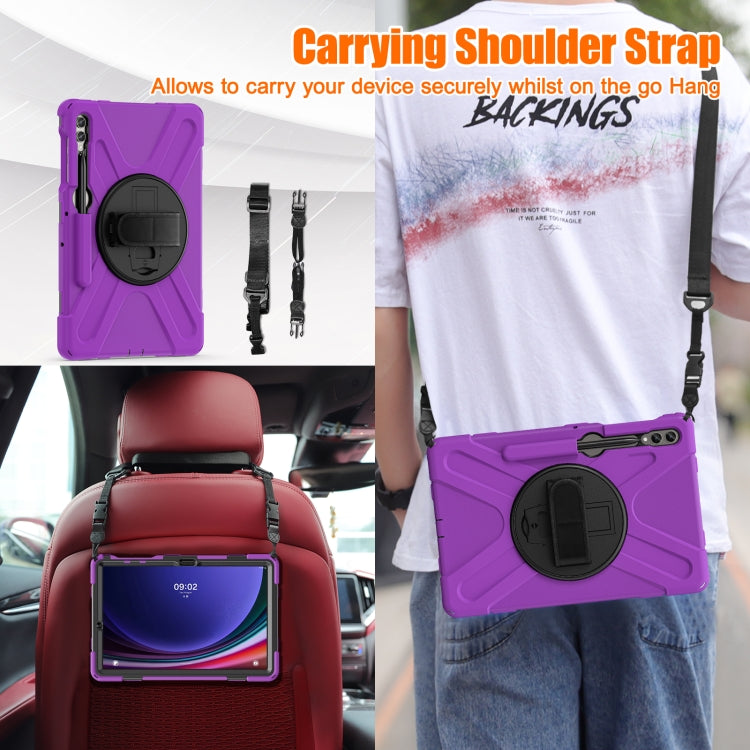 For Samsung Galaxy Tab S9+ / S8+ Rotatable Kickstand Grip Heavy Duty Hard Rugged Tablet Case(Purple) - Other Galaxy Tab PC by buy2fix | Online Shopping UK | buy2fix