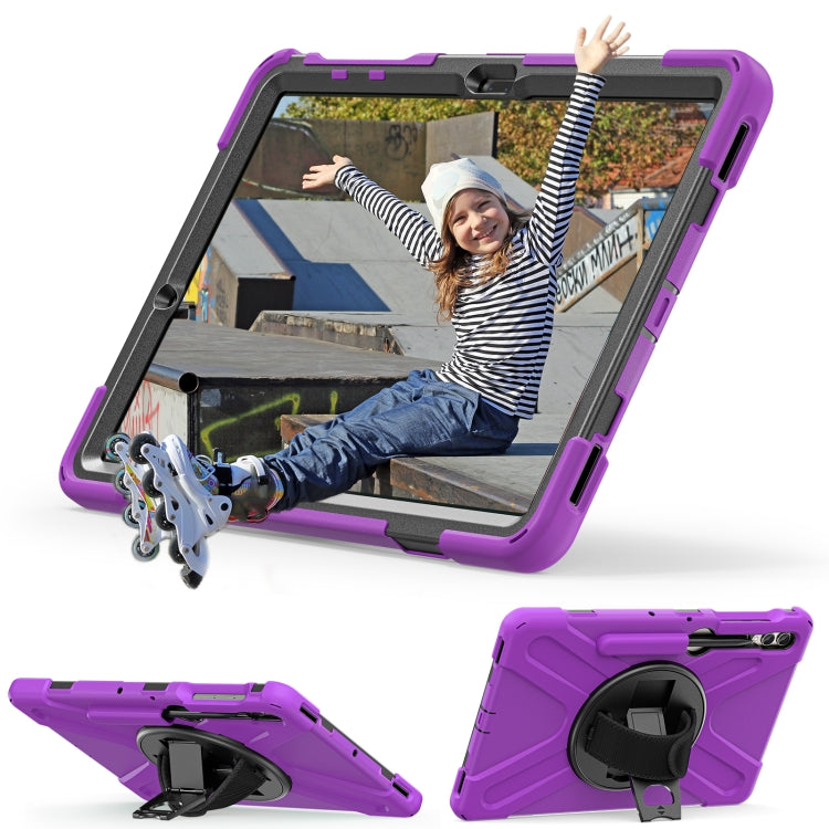 For Samsung Galaxy Tab S9+ / S8+ Rotatable Kickstand Grip Heavy Duty Hard Rugged Tablet Case(Purple) - Other Galaxy Tab PC by buy2fix | Online Shopping UK | buy2fix