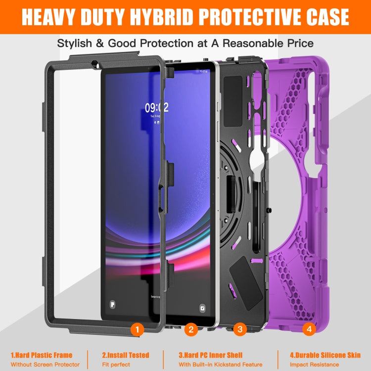 For Samsung Galaxy Tab S9+ / S8+ Rotatable Kickstand Grip Heavy Duty Hard Rugged Tablet Case(Purple) - Other Galaxy Tab PC by buy2fix | Online Shopping UK | buy2fix