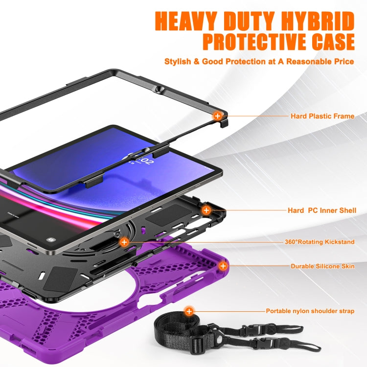For Samsung Galaxy Tab S9+ / S8+ Rotatable Kickstand Grip Heavy Duty Hard Rugged Tablet Case(Purple) - Other Galaxy Tab PC by buy2fix | Online Shopping UK | buy2fix