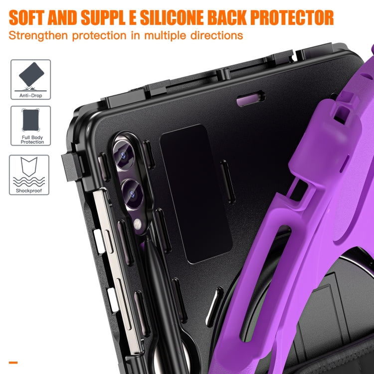 For Samsung Galaxy Tab S9+ / S8+ Rotatable Kickstand Grip Heavy Duty Hard Rugged Tablet Case(Purple) - Other Galaxy Tab PC by buy2fix | Online Shopping UK | buy2fix