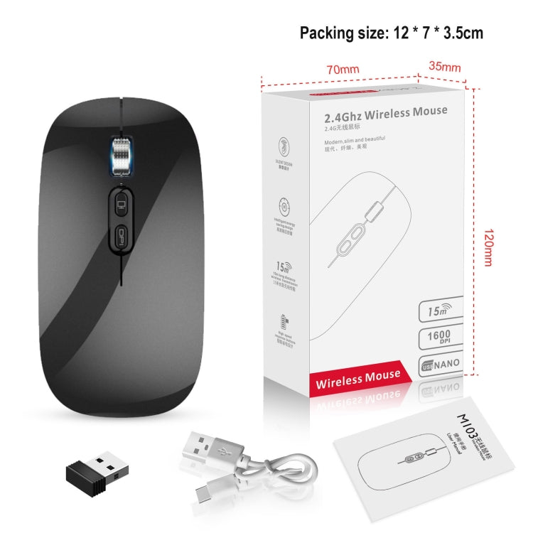 HXSJ M103 1600DPI UV 2.4GHz Wireless Rechargeable Mouse(Black) - Wireless Mice by HXSJ | Online Shopping UK | buy2fix