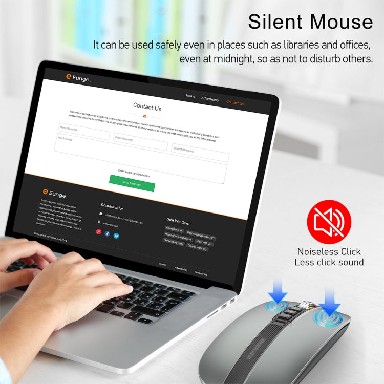 HXSJ M113 2400DPI Dual Mode 2.4GHz + Bluetooth 5.1 Wireless Mouse(Metallic Grey) - Wireless Mice by HXSJ | Online Shopping UK | buy2fix