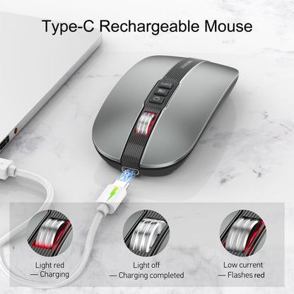 HXSJ M113 2400DPI Dual Mode 2.4GHz + Bluetooth 5.1 Wireless Mouse(Metallic Grey) - Wireless Mice by HXSJ | Online Shopping UK | buy2fix