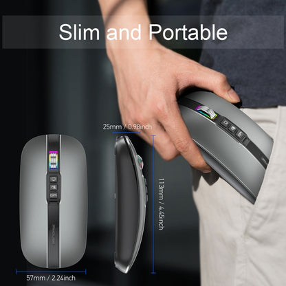 HXSJ M113 2400DPI Dual Mode 2.4GHz + Bluetooth 5.1 Wireless Mouse(Metallic Grey) - Wireless Mice by HXSJ | Online Shopping UK | buy2fix