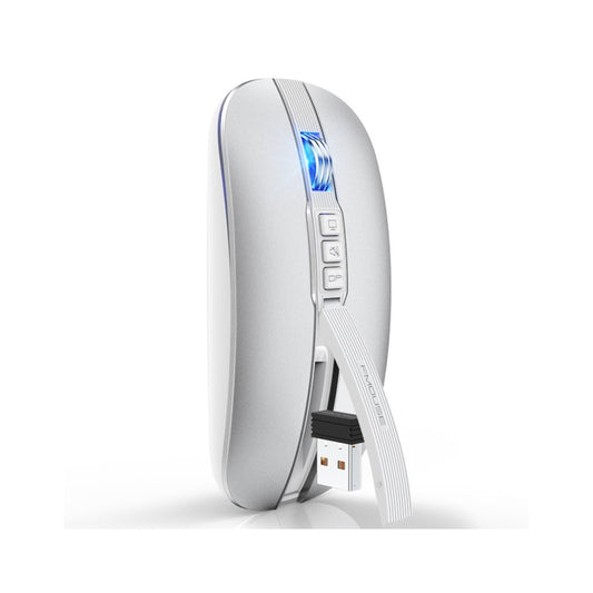 HXSJ M113 2400DPI Dual Mode 2.4GHz + Bluetooth 5.1 Wireless Mouse(Space Silver) - Wireless Mice by HXSJ | Online Shopping UK | buy2fix