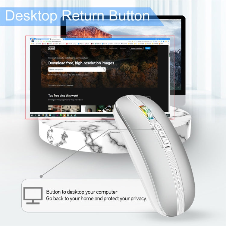 HXSJ M113 2400DPI Dual Mode 2.4GHz + Bluetooth 5.1 Wireless Mouse(Space Silver) - Wireless Mice by HXSJ | Online Shopping UK | buy2fix