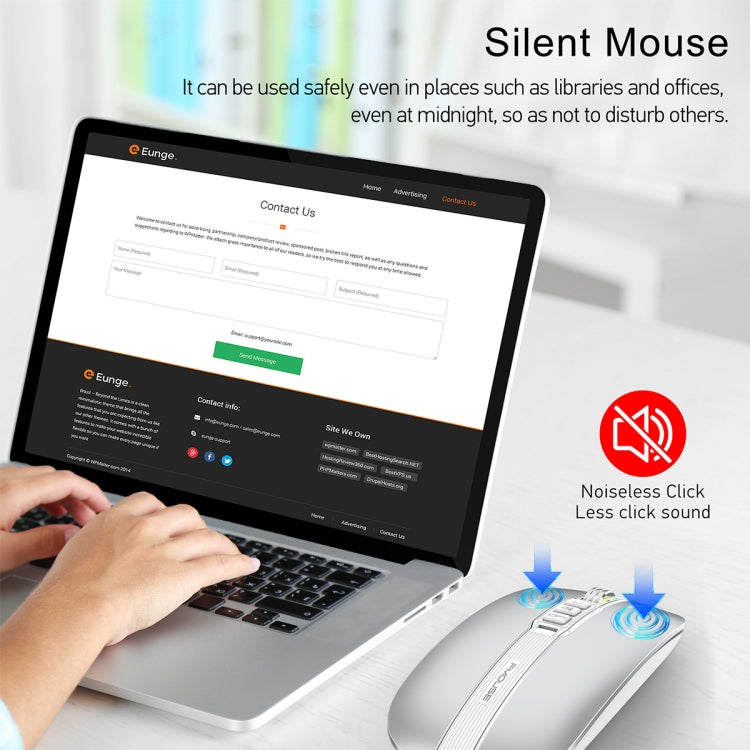 HXSJ M113 2400DPI Dual Mode 2.4GHz + Bluetooth 5.1 Wireless Mouse(Space Silver) - Wireless Mice by HXSJ | Online Shopping UK | buy2fix